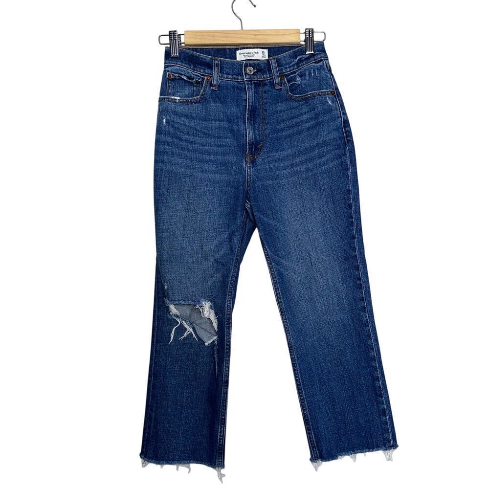 Abercrombie & Fitch Curve Love Ultra High Rise Ripped Ankle Straight 25